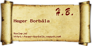 Heger Borbála névjegykártya